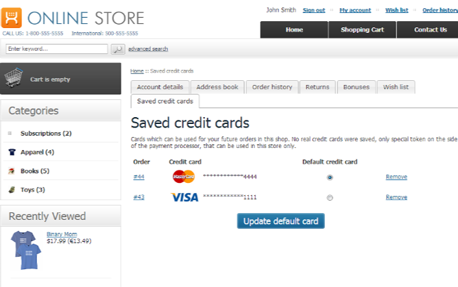 how to view saved credit cards on amazon