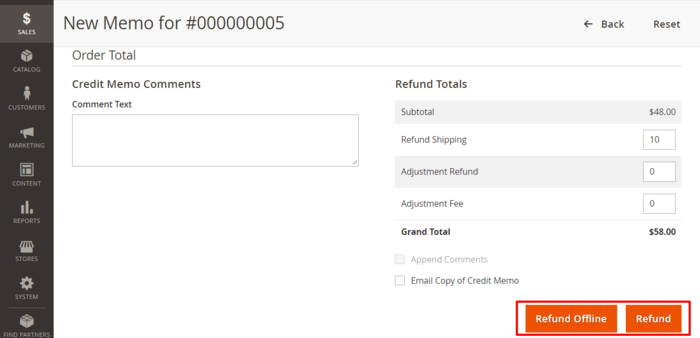 Magento2 order000000247 refund buttons.png