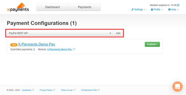 Pp rest api payment configuration add.png